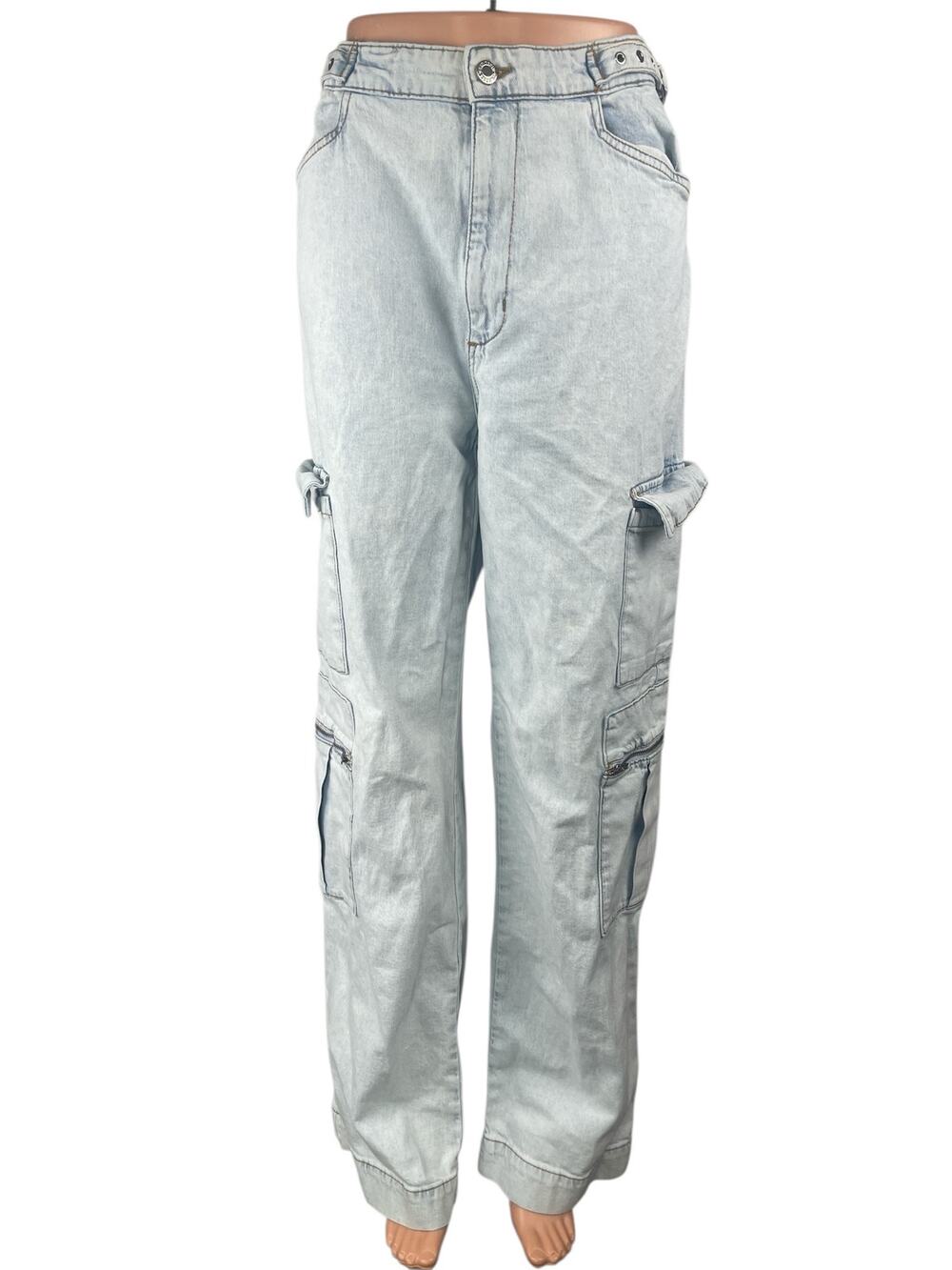 WeWoreWhat Light Blue High Rise Baggy Utility Trouser Cargo Denim Jeans Pants 30